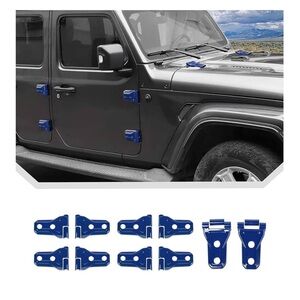 Set of Blue Door Hinge Covers, Trim Kit for 2018-2024 Jeep Wrangler